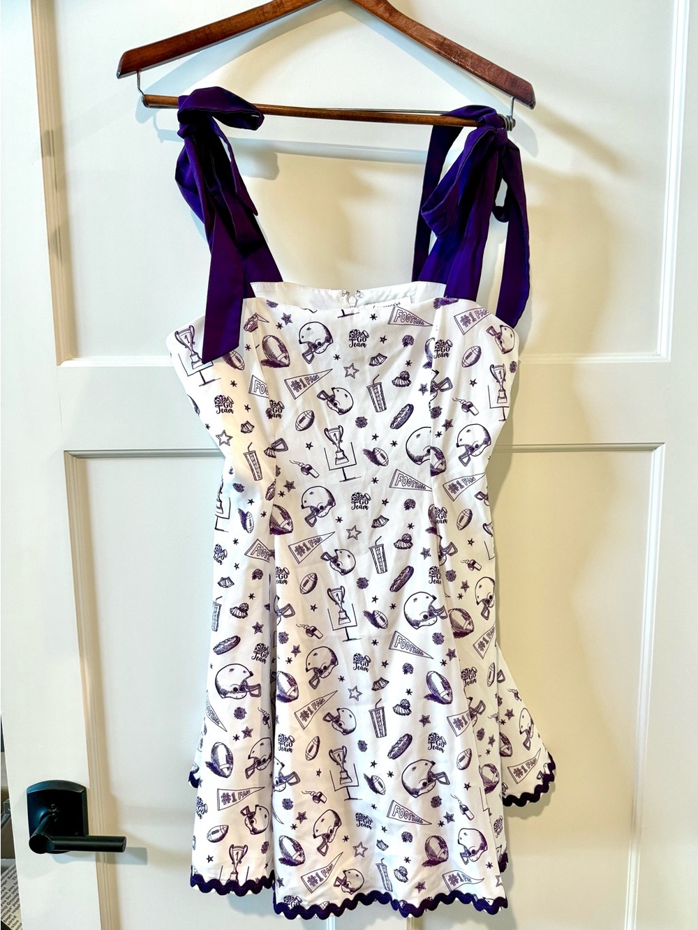 Francesca's Football Print with Purple Tie Straps